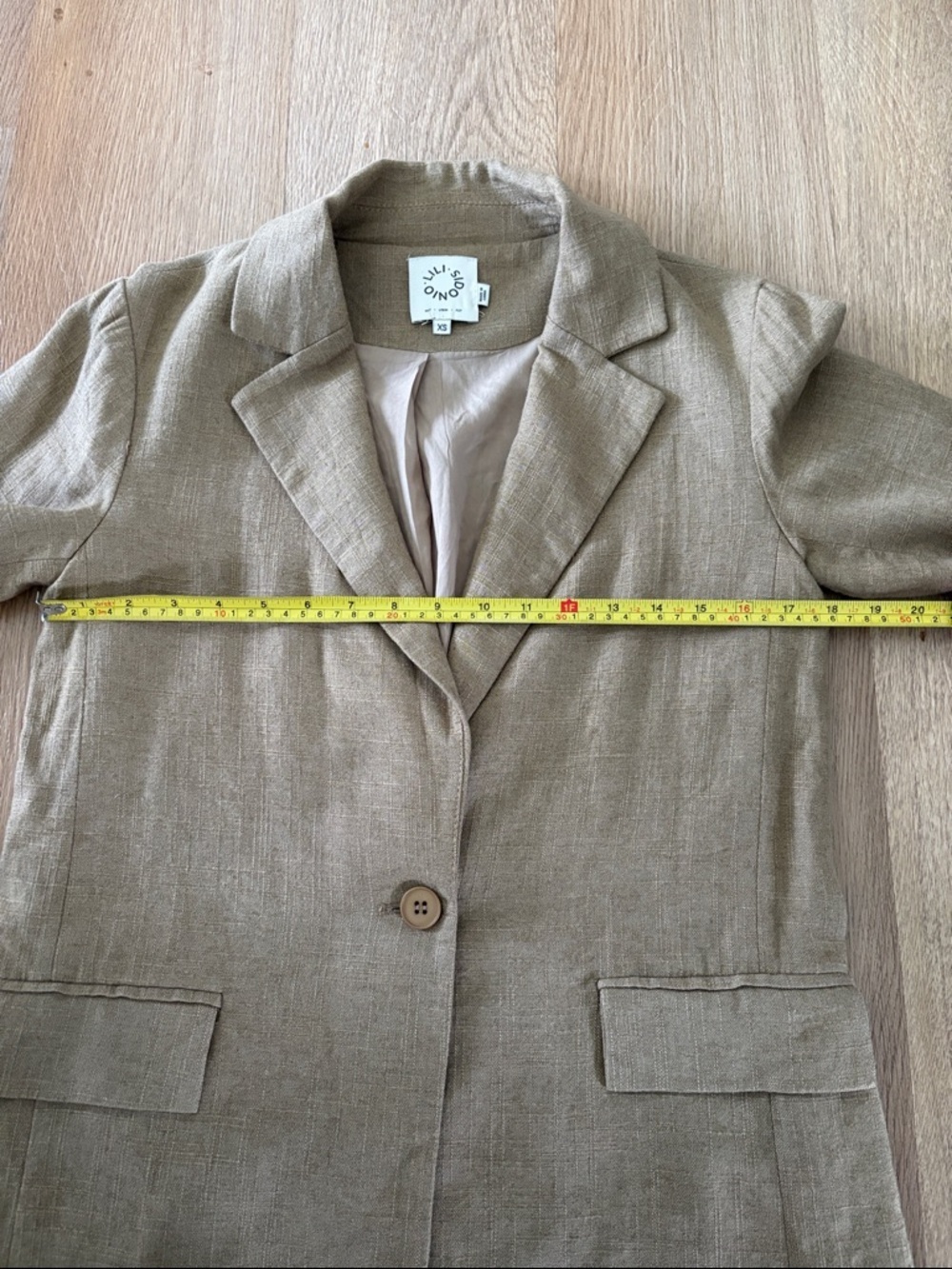 Women's Tan linen Blazer and Pants Set - Picture 4 of 8